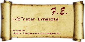 Fürster Erneszta névjegykártya